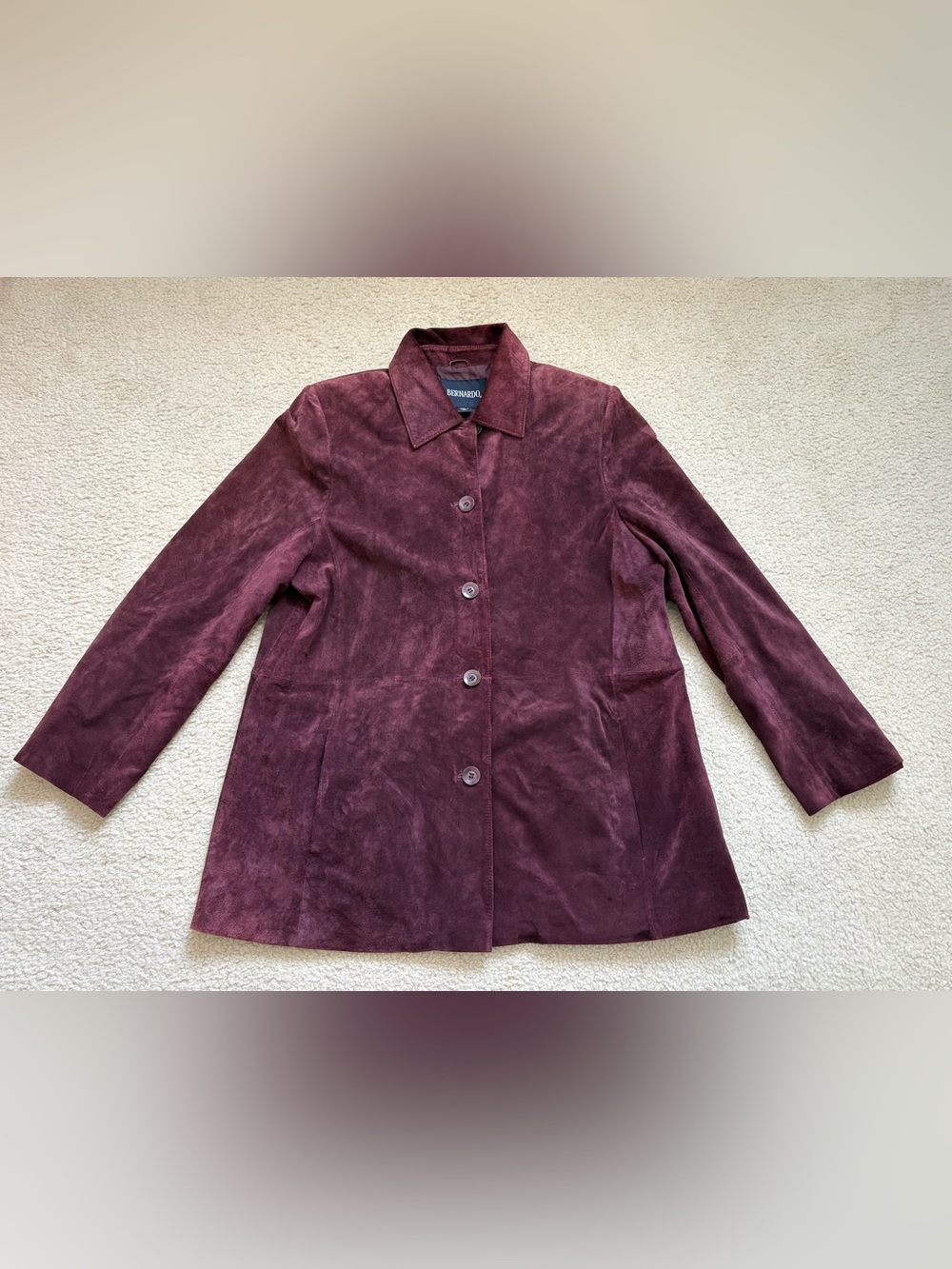 Vintage Bernardo purple suede leather jacket sz XL western cowgirl chic collared